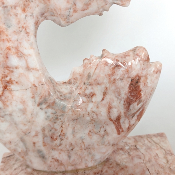 Vintage Carved Pink Marble Stone Mother & Child Statuette Boho Home Decor - Picture 6 of 10